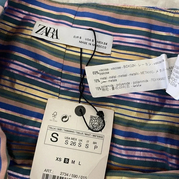 Zara metallic stripe puff Blogger favorite mini skirt - Picture 7 of 12